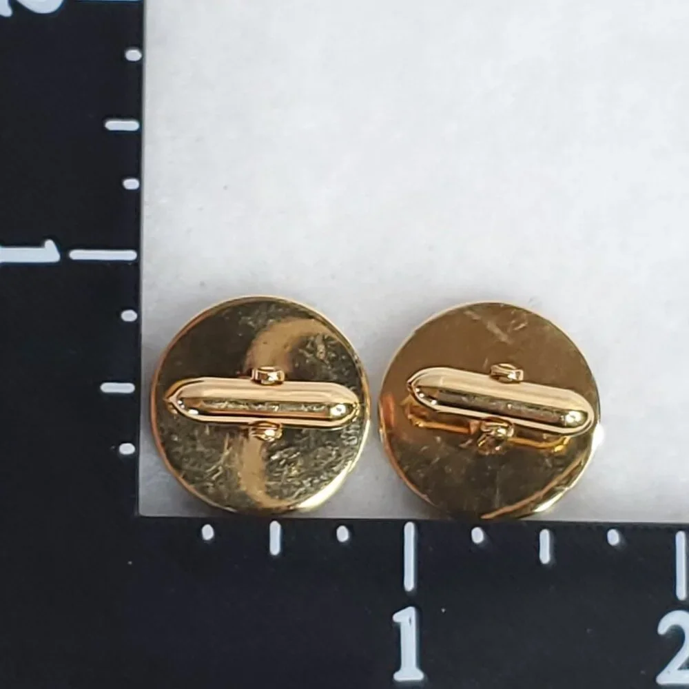 Vintage Lamode Cufflinks Gold Tone Black Round Karatclad